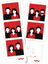 Illustration of two vertical 2x6 photobooth print strips